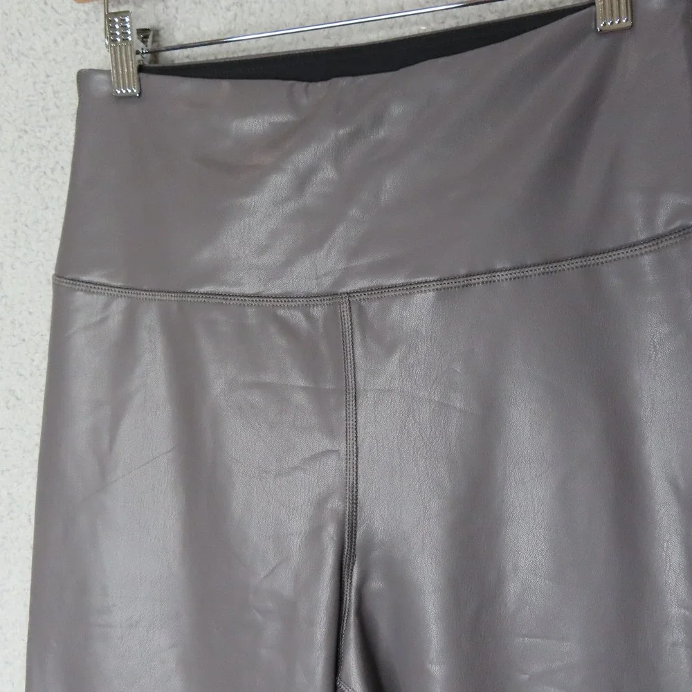 Yogalicious Lady Love Faux Leather Ankle Tight Leggings Pavement‎ Grey Large NEW